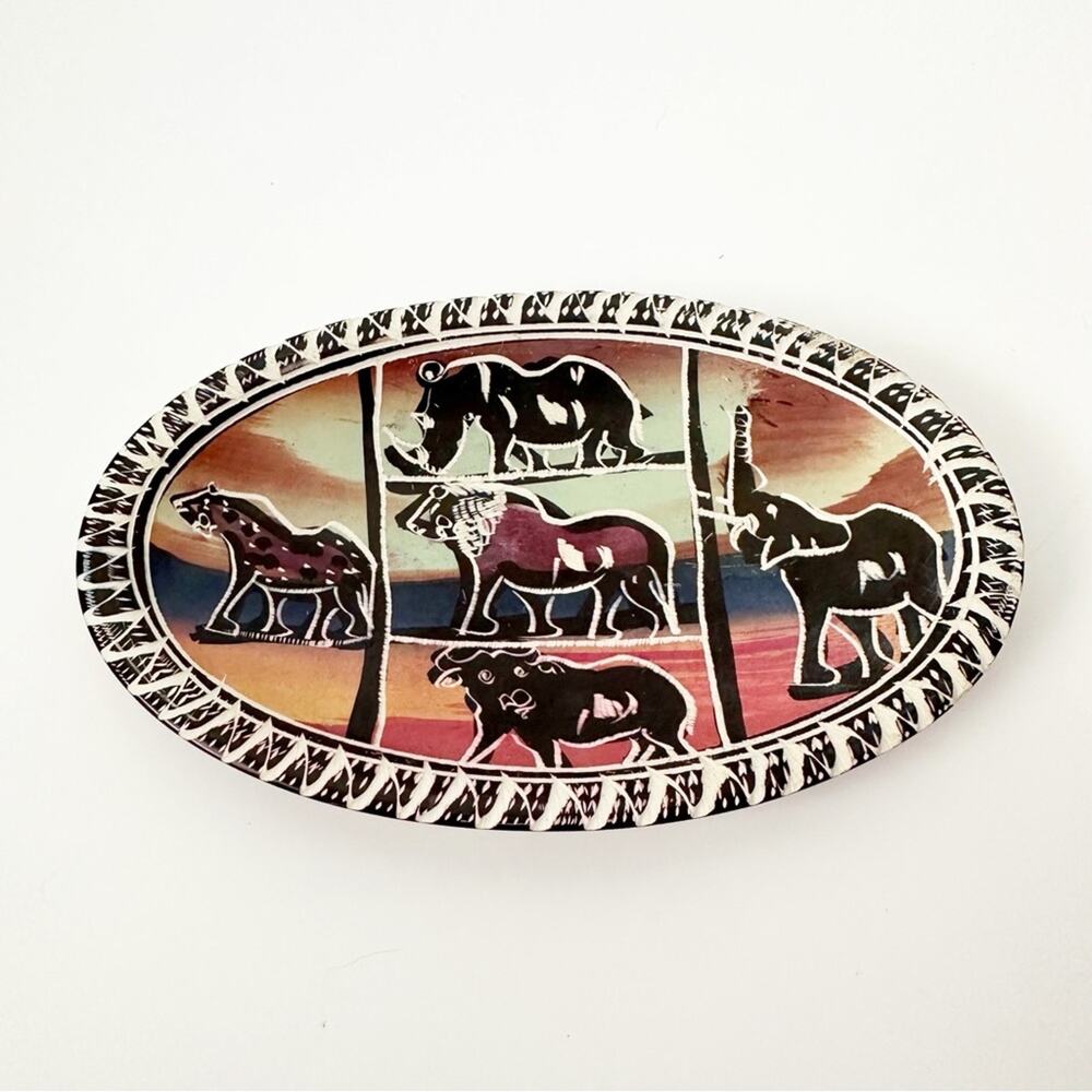 African Soapstone Hand Carved Carving Safari Animal Trinket Soap Plate - Picture 5 of 5